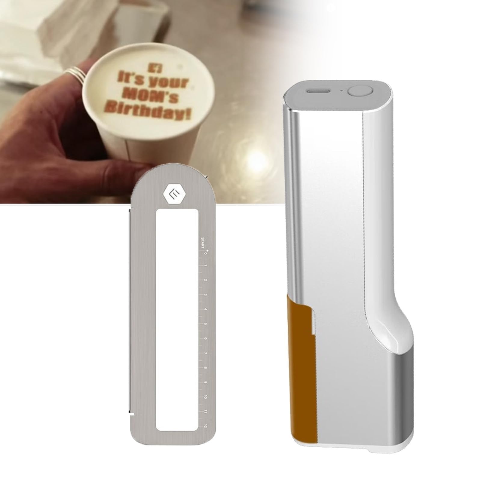 Mini Stampante Portatile, Penna Stampante Leggera, Stampante a Getto d'Inchiostro Commestibile per Latte Art con Controllo App