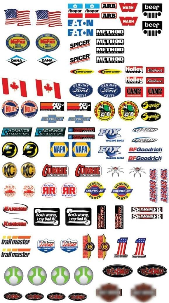 Bumper/Window Decals for RC Scale cralwer - 2 Styles - Axial SCX10 II RC4WD Redcat Gen7 Gen8 TRX4 Vanquish VS4-10 Stickers (VarietyPack - 98 piece)