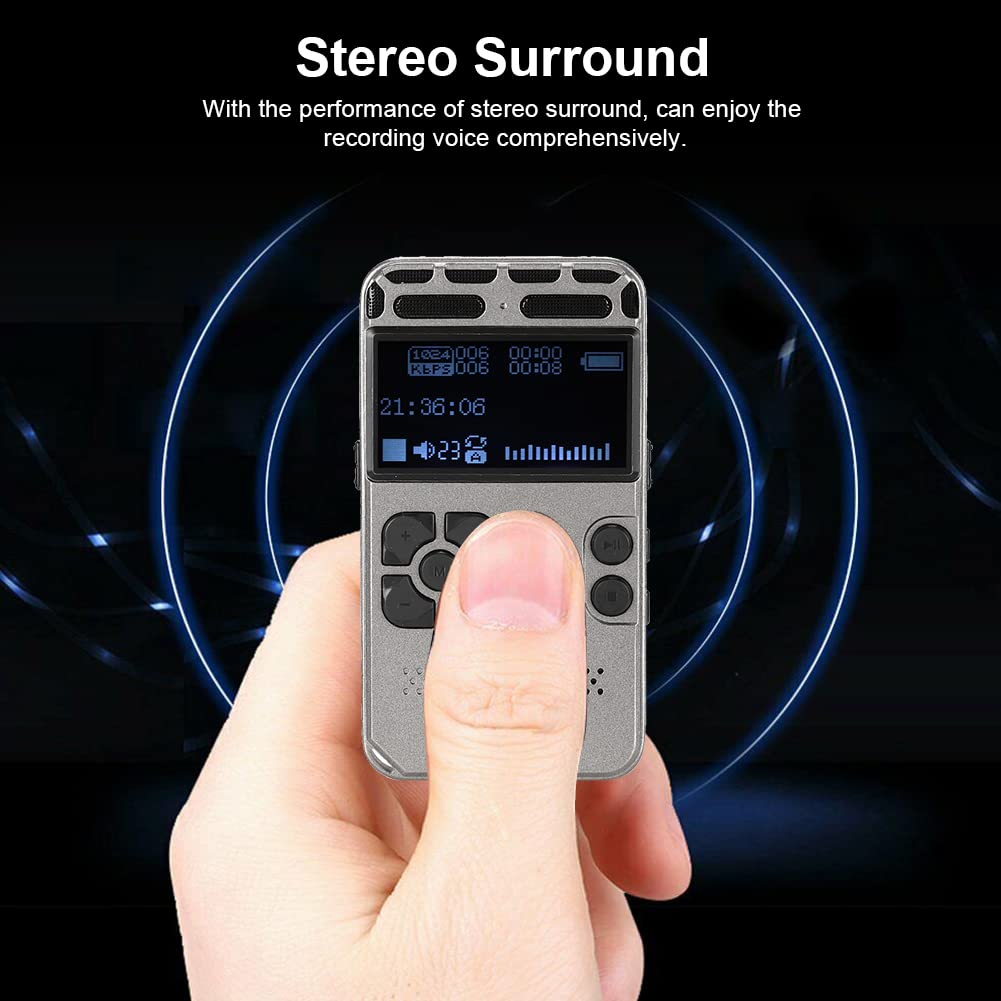Dyktafon Cyfrowy 8 GB, Dyktafon Cyfrowy Z Kolorowym Wyświetlaczem LCD 3,7 V I Przekątnej 2,0 Cala, Odtwarzacz MP3 Stereo Surround Z Gniazdem Słuchawkowym 3,5 mm, Nagrywania 10~20 M W Przyp