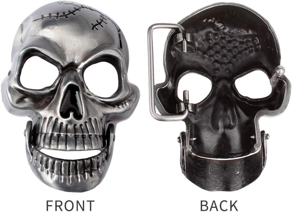 Fashion Men Skull Head Leather Buckle Belt Waist Band Jeans Decorative Punk Belt Black - Image 3