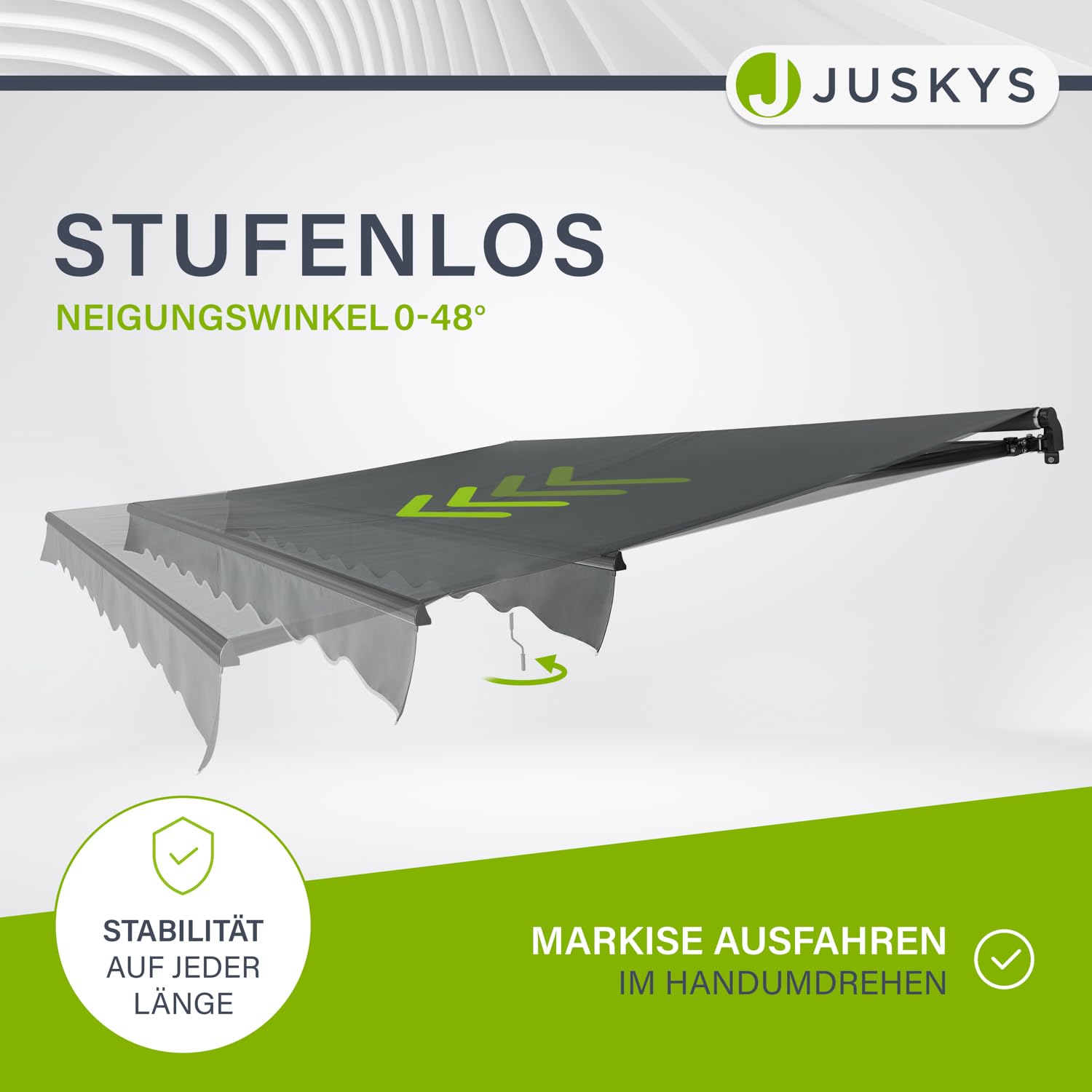 Juskys Markiza przegubowa 300 x 250 cm, szara, markiza na taras