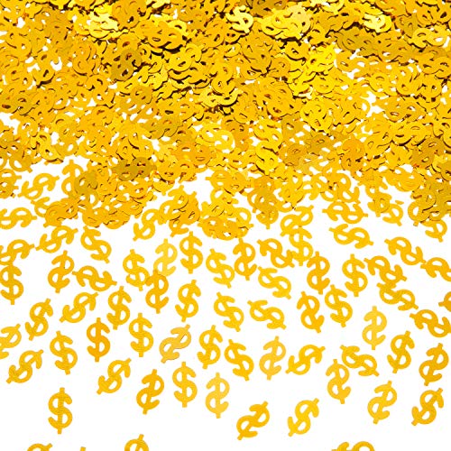 Emaan Dollar Sign $ American Dollar Metal Foil Confetti Sequins, Decorative Table, Light Up Your Casino Party (Glitter Gold) #TOP21