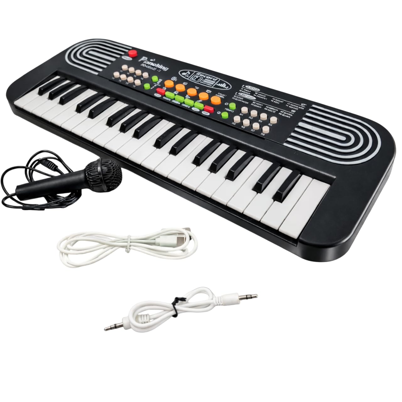 Piano Musical Toy Keyboard for Kids with Microphone & AUX Cable | Electronic Piano, Multiple Sound Modes & Recording Function & Early Learning Instrument, Indoor Play - Black (430)-image-30