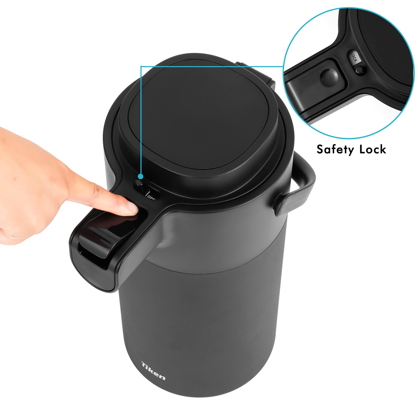 Tiken 4L Termos Caffè con Pompa, Acciaio Inossidabile, Isolamento Sottovuoto, Ideale per Acqua Calda, Tè, Caffè