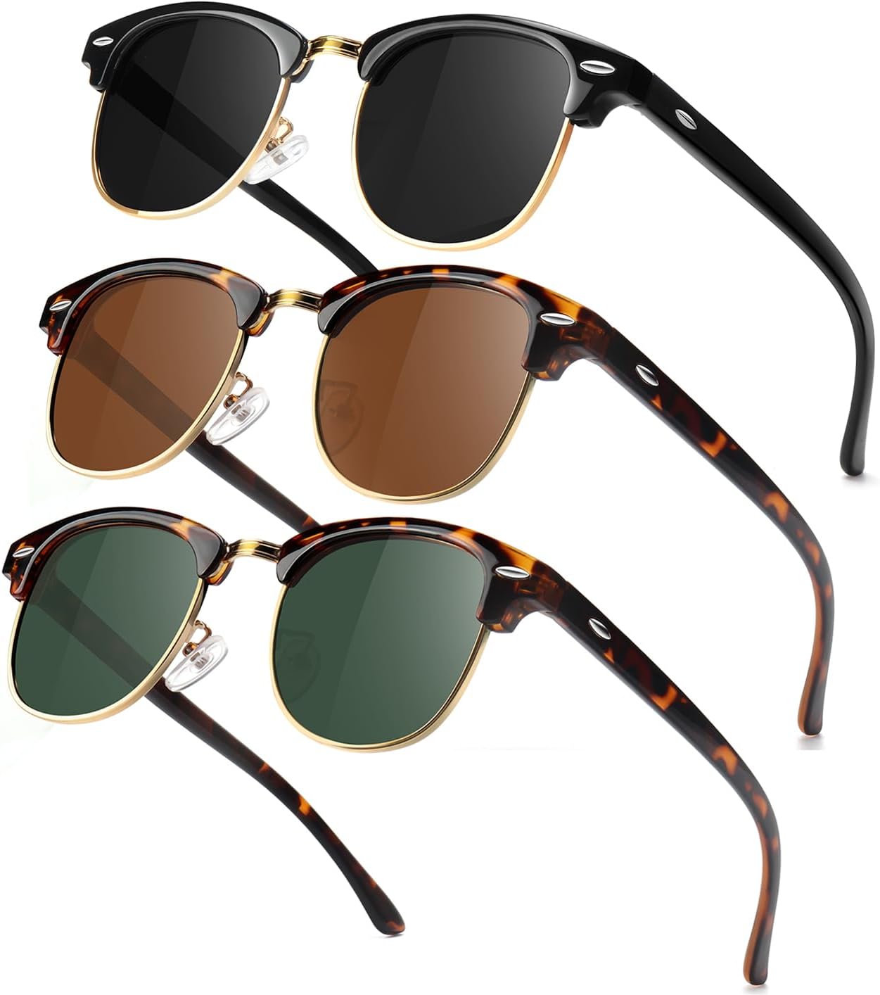 SEKKAF Kids Polarized Sunglasses for Boys Girls Retro Semi Rimless Frame Sun Glasses UV Protection Shades