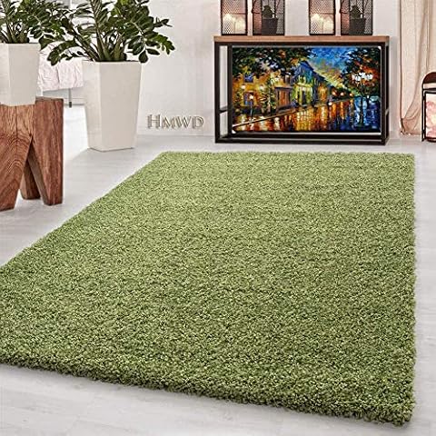 HMWD X Large Small Fluffy Shaggy Large Area Rug Thick Pile Hallway Runner Non Slip Living Room Bedroom Non-Shed Floor Carpet- Available in 6 Exquisite Colors (Green, 60x110 cm) Cover