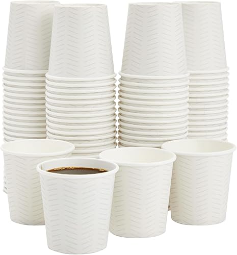 Miniatura 8 de Sparkle and Bash Paquete de 100 mini vasos de papel desechables de 4 onzas para expreso, enjuague bucal, té, café, blanco liso, taza de café,