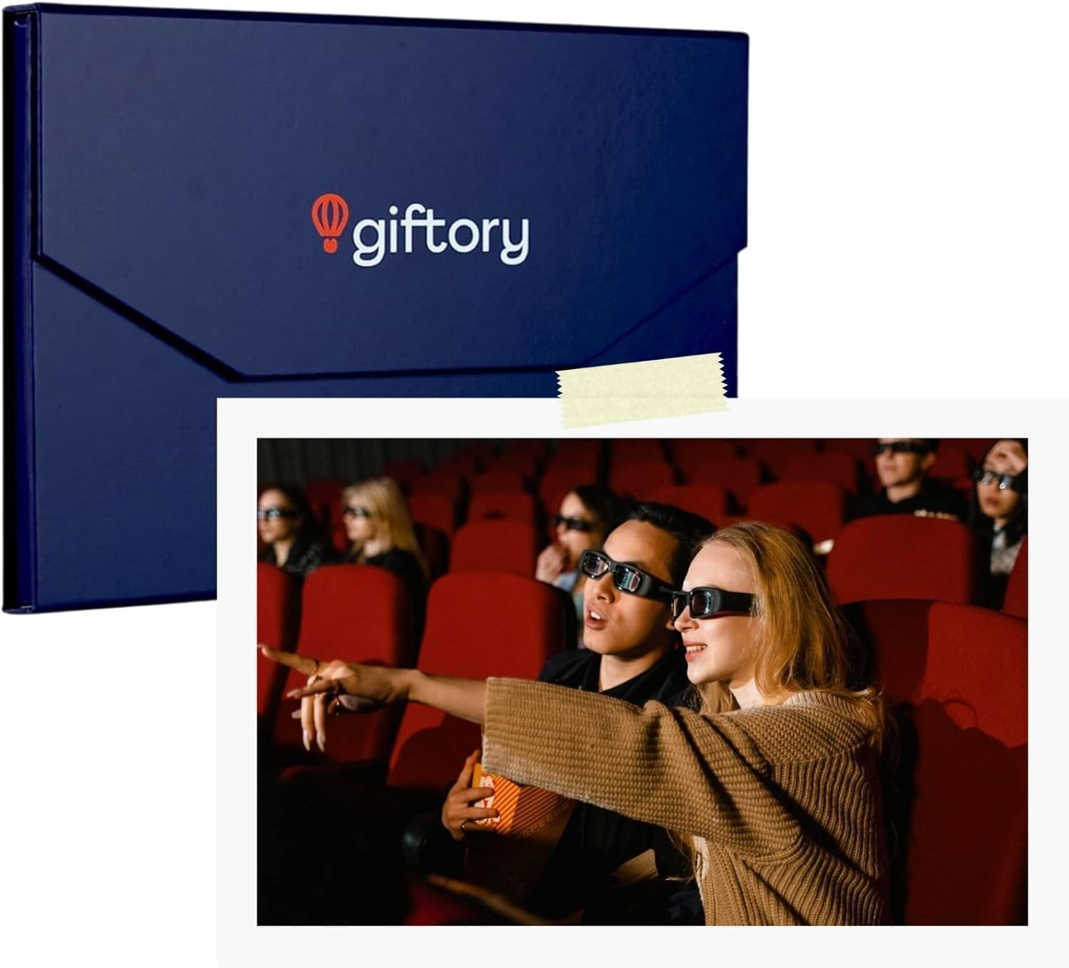 Giftory AMC Movie Night Gift for 2 - Tickets, Drinks & Popcorn - Experience Gift Box for Couples - Perfect for Birthdays, Mothers Day - 530+ Locations - NATIONWIDE