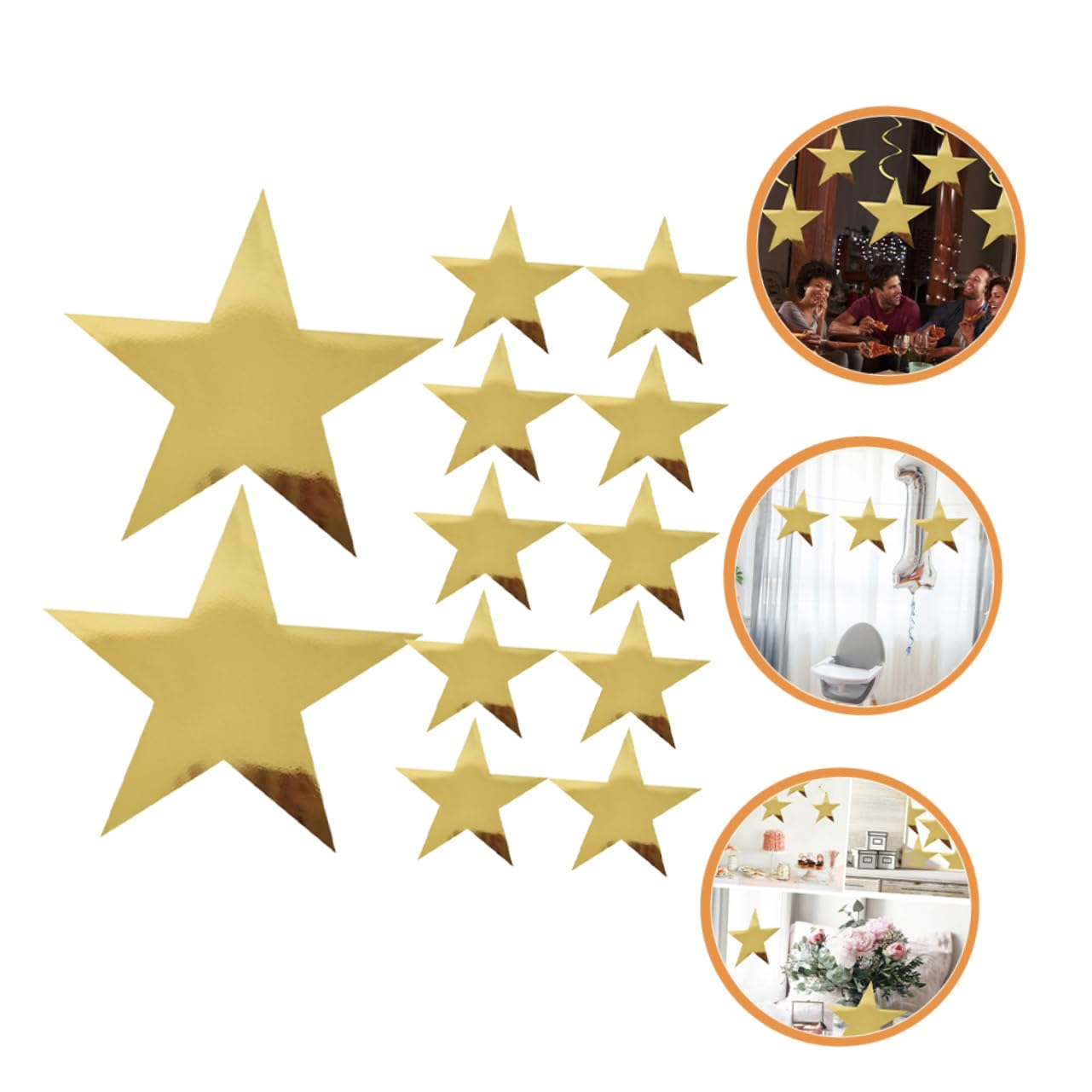 ifundom 60pezzi Decorazioni Festa di Stelle Dorate Carta per Compleanni Natale Shower Facili da Appendere e Personalizzare
