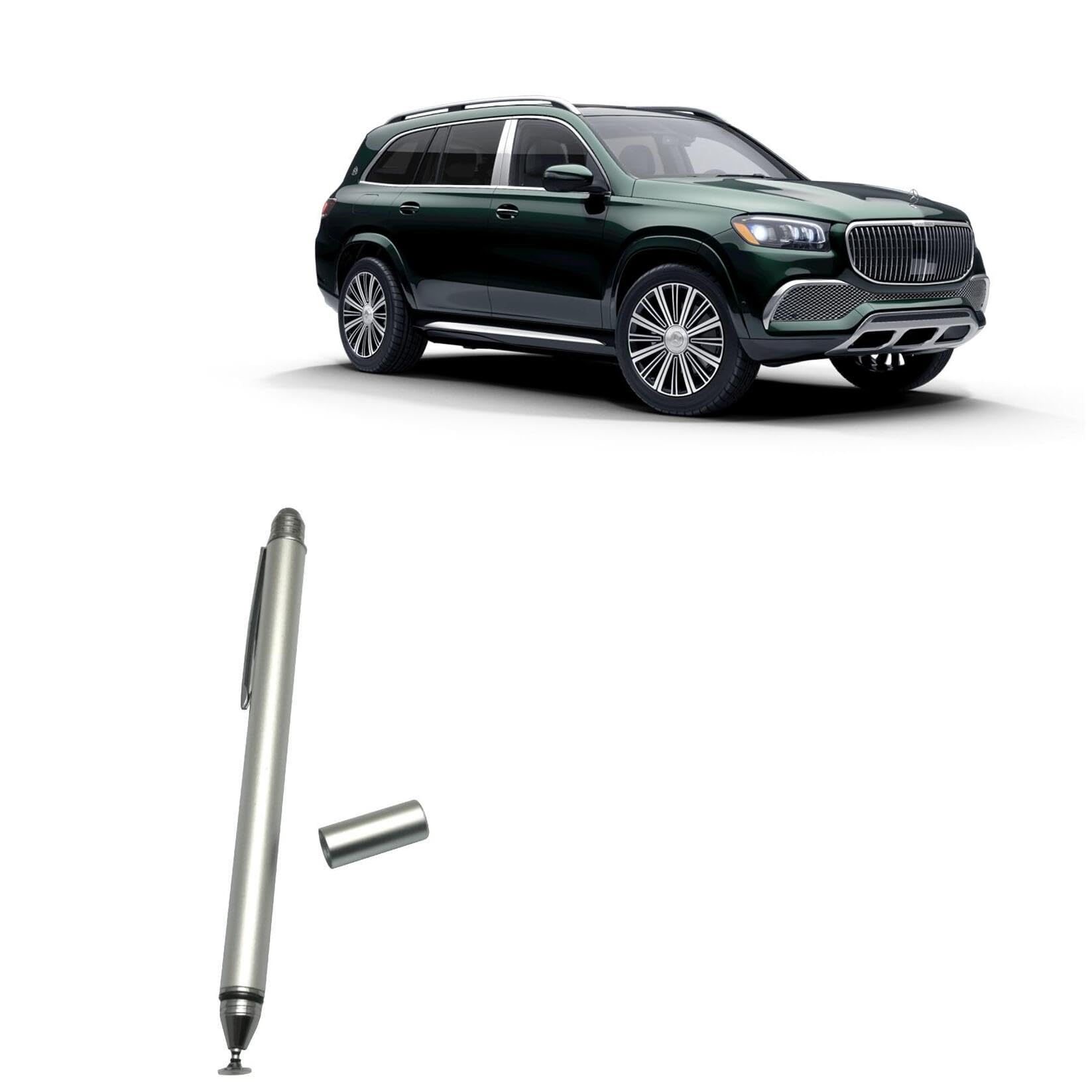 BoxWave Stylus Pen Compatible with Mercedes-Benz 2024 Maybach GLS 600 SUV Display (12.3 in) - DualTip Capacitive Stylus, Fiber Tip Disc Tip Capacitive Stylus Pen - Metallic Silver