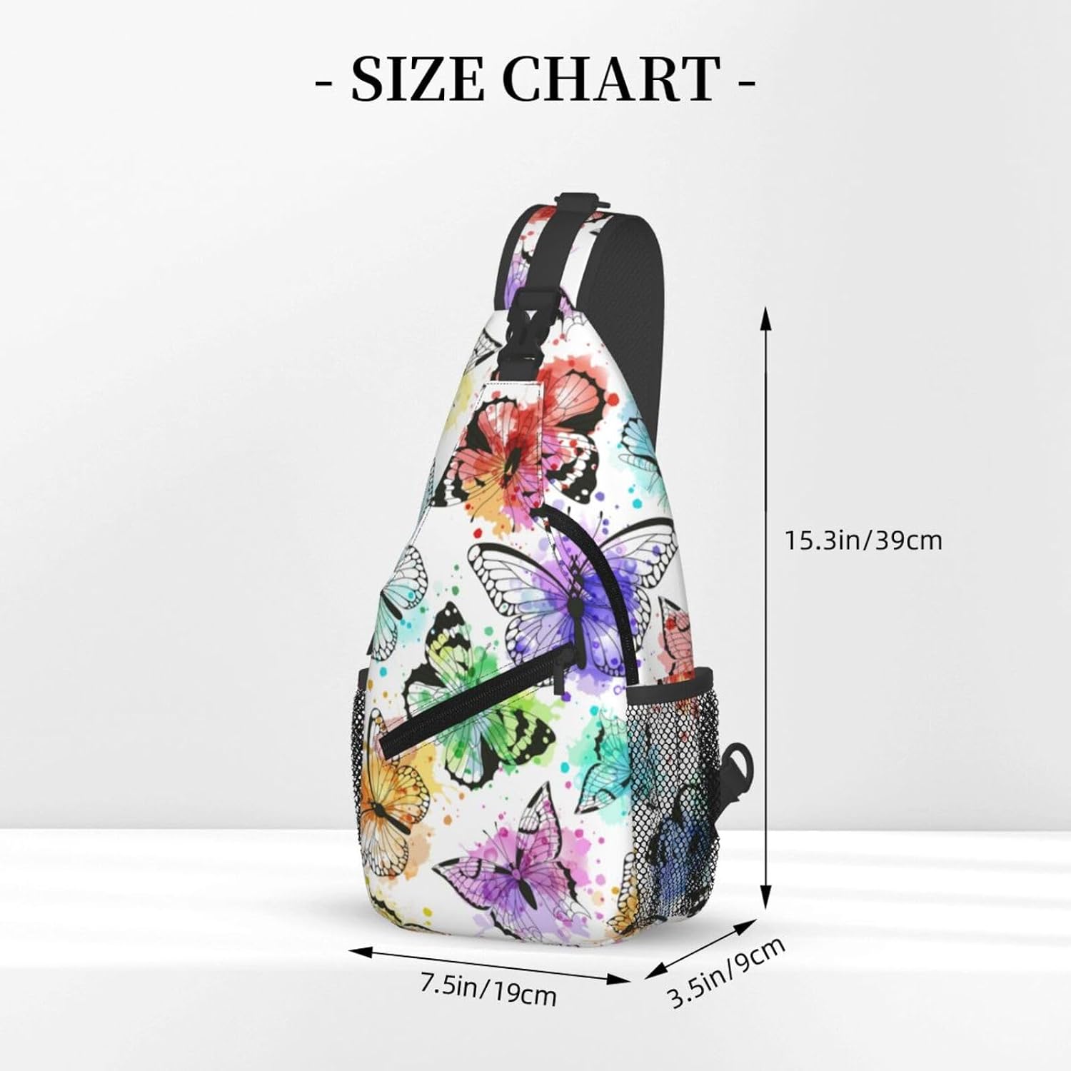 Colorful Butterfly Crossbody Sling Bag for Women Men Rainbow Butterflies Watercolor Spots Sling Backpack Cute Insect Pattern Chest Bag Cross Shoulder Pack Casual Travel Hiking Sports Daypack image 2
