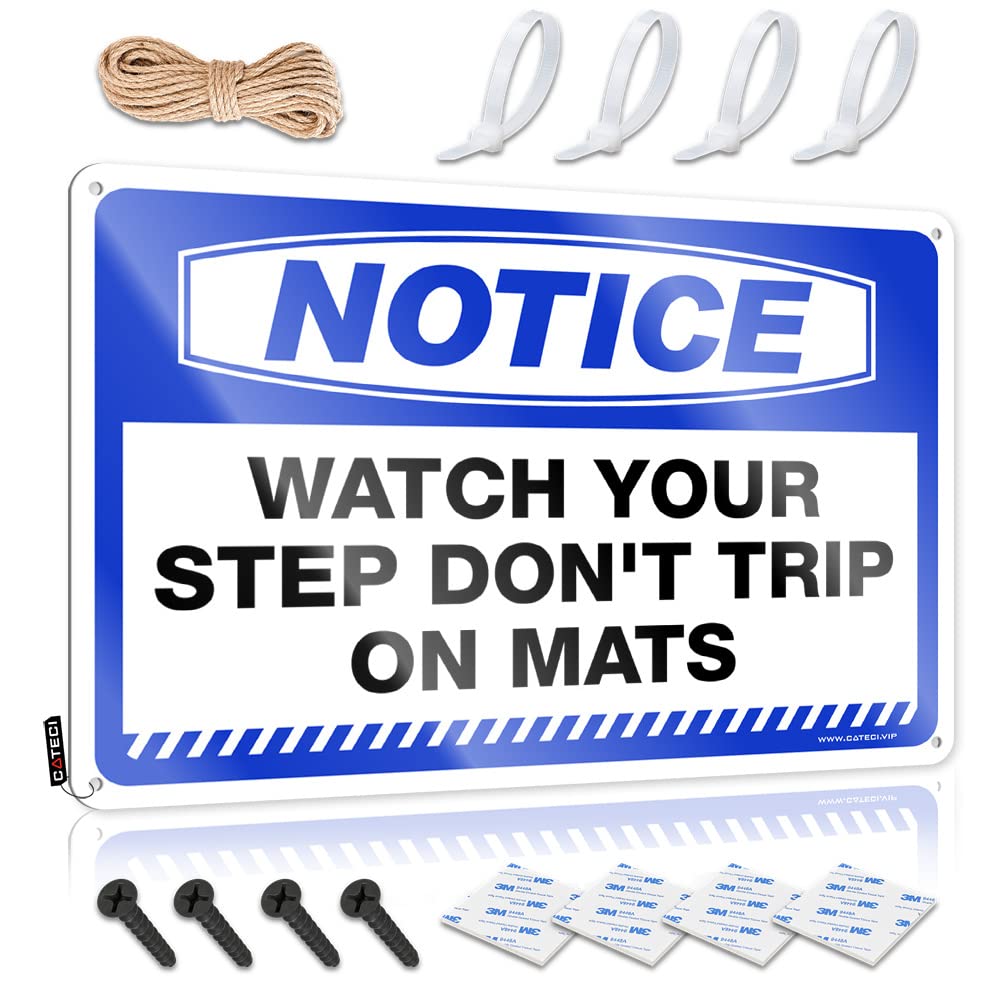 IBWNBBUSN Bro Cave Sign Notice Watch Your Step Don'T Trip On Mats Tin Sign Man Cabe Decor Home Bar Tin Sign(20X30CM)