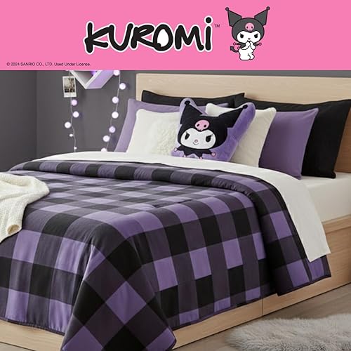 Miniatura 4 de Franco Hello Kitty & Friends Kuromi Bedding - Almohada decorativa de felpa súper suave, tamaño único, (producto 100% oficial)