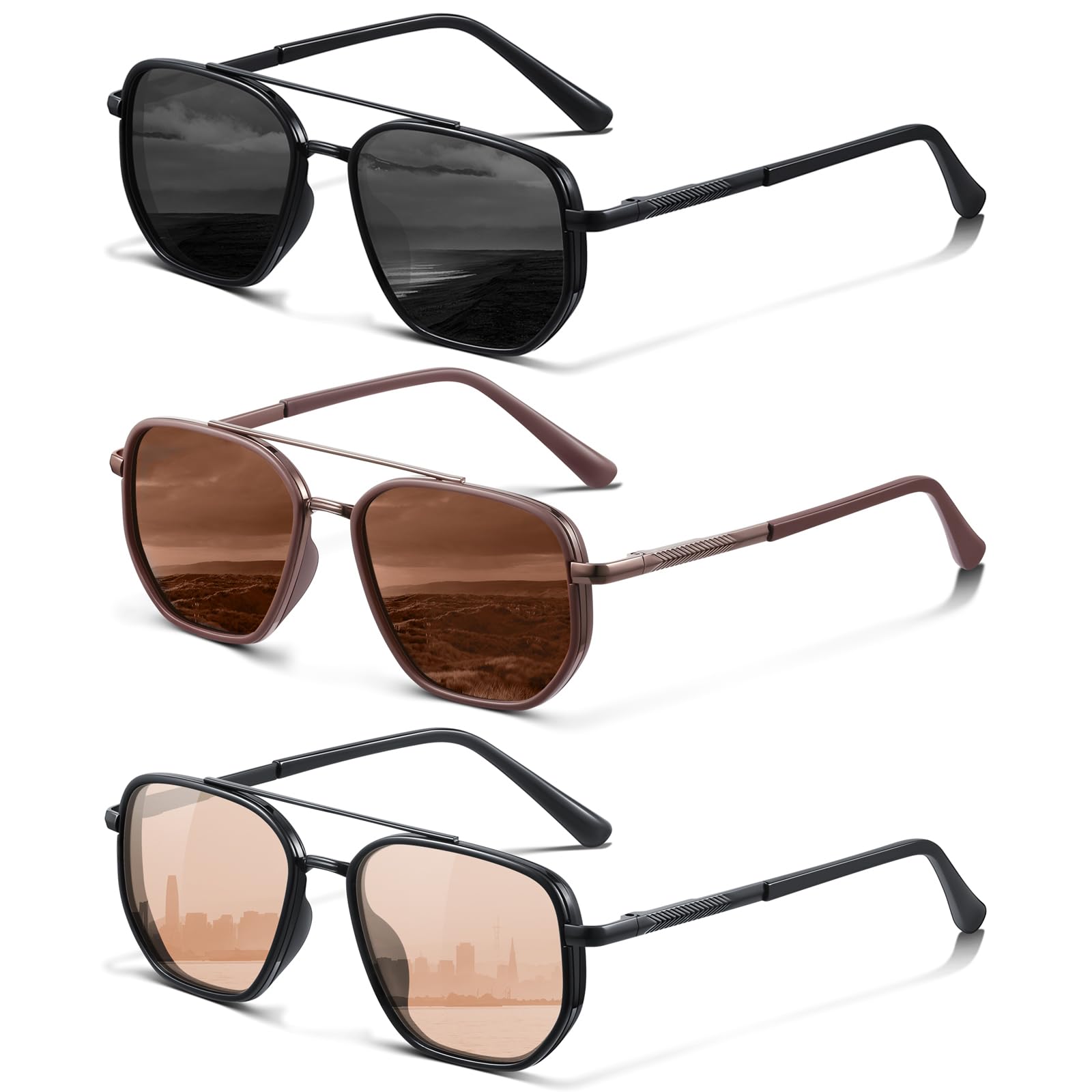 KUGUAOK Gafas de sol polarizadas estilo aviador para mujeres y hombres, protección UV, sin enredos, lentes de sol vintage de moda, 112aaaaaaaaaa