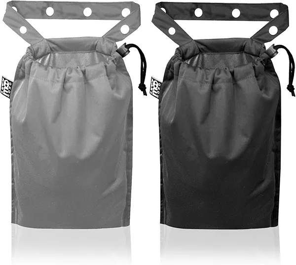 RMMOORORO 2 Pack Leakproof Car Trash Bags Detachable Waterproof Garbage Bags with Drawstring Hanging Organizer for Back Seat & Travel Grey & Black