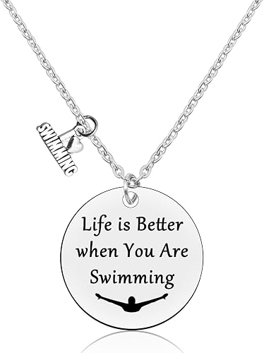 Swimming Necklace Swimmer Gift Inspirational Necklace Gift for Girl Swimming Lov