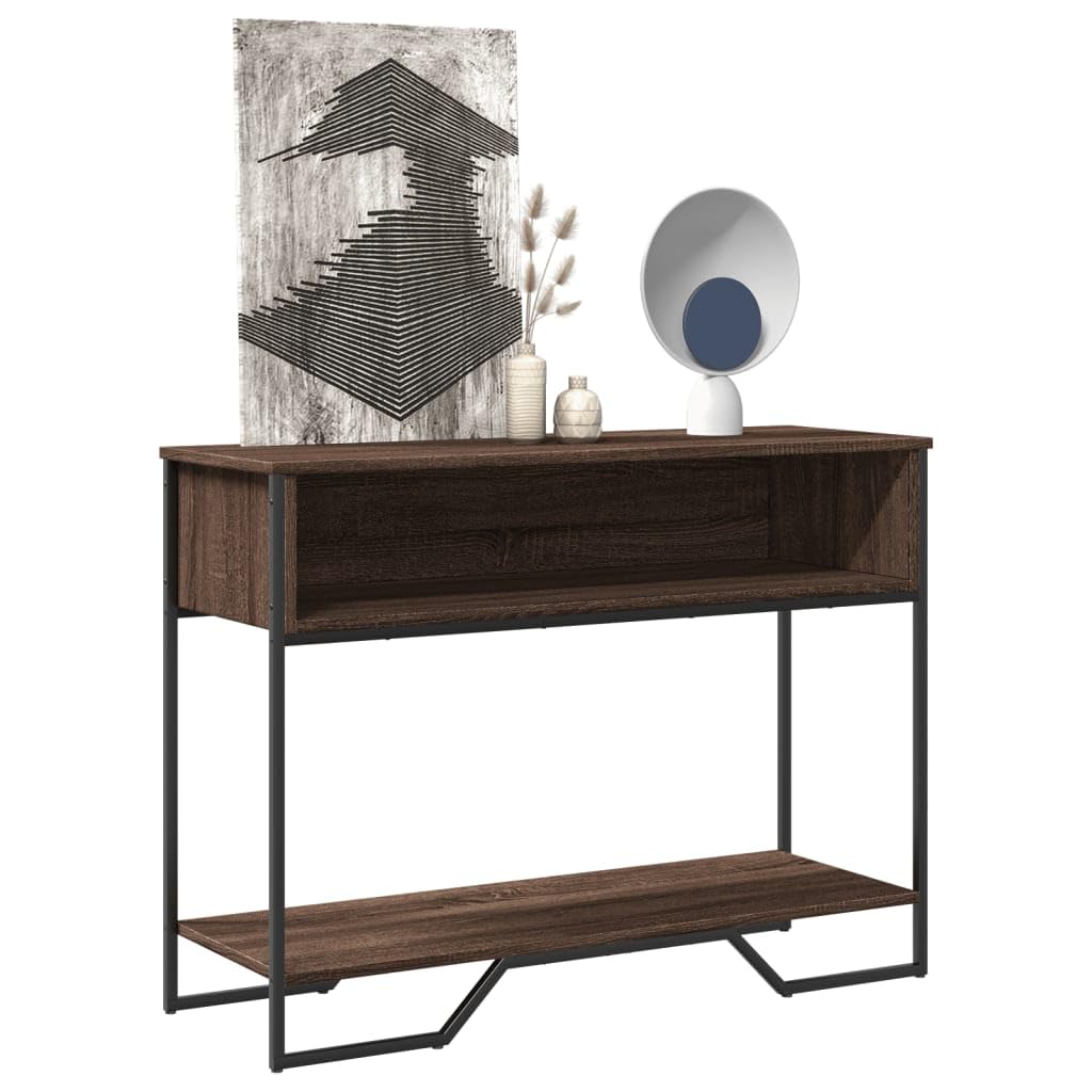 SXZenSpace Console Table Brown Oak 100x35x74.5 cm Engineered Wood with Storage Shelf, Slim Hallway for Living Room, Bedroom Corridor, Side Sofa Easy Assembly 60 kg Load