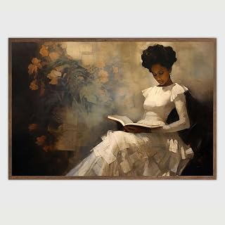 Black African American Women Pictures Wall Art Black Female Picture Printing Feminist Women Poster Reading Woman Portrait Oil Painting 16x24Inch Unframed for Apartment Living Room Bedroom Home Decor