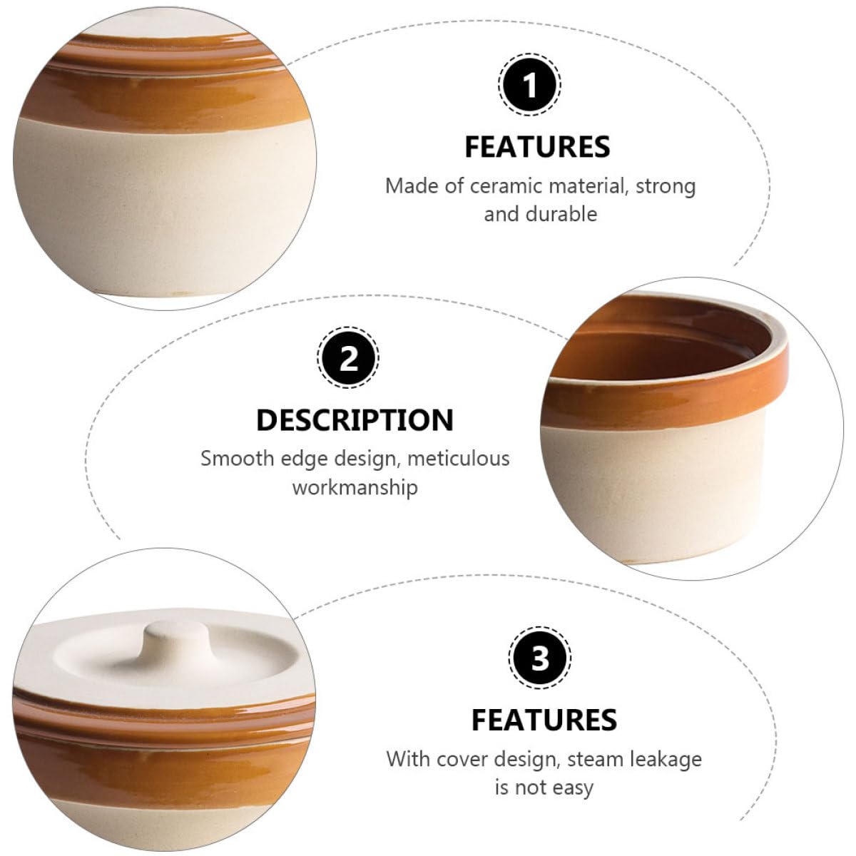 MAGICLULU Bol à Riz en Céramique avec Couvercle Beige, Bol à Ragoût Épais et Rond, Vaisselle Cuisine Pratique pour Maison et Restaurant