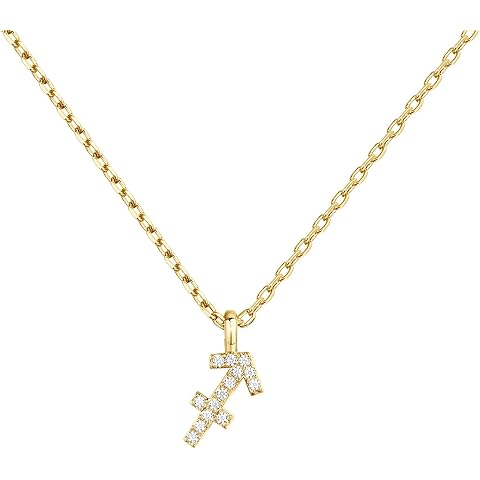 PAVOI 14K Gold Plated Cubic Zirconia Astrology Necklaces for Women - Zodiac Pendant Jewelry Gifts - Zodiac Sign Pendant Necklaces