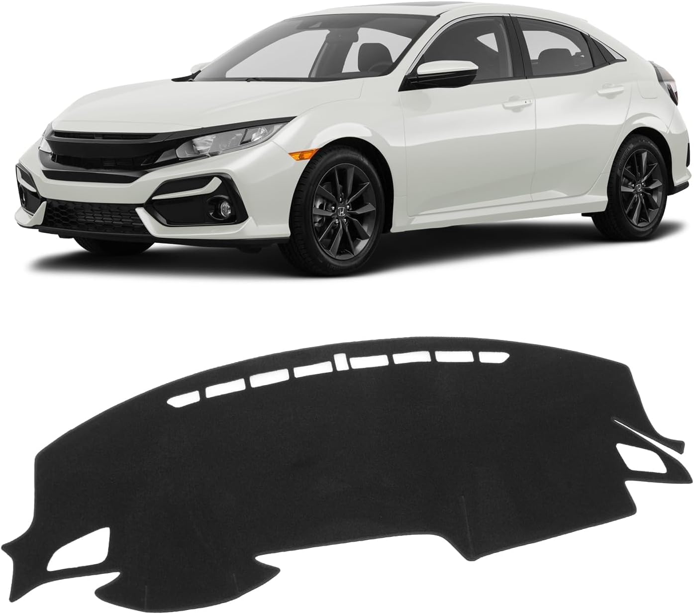 Black Dash Cover Mat for Honda Civic 2016-2021 (Hatchback/Sedan/Coupe) Polyester Non-Slip Dashboard Cover Interior for Civic Accessories Sunshade Windshield Glare