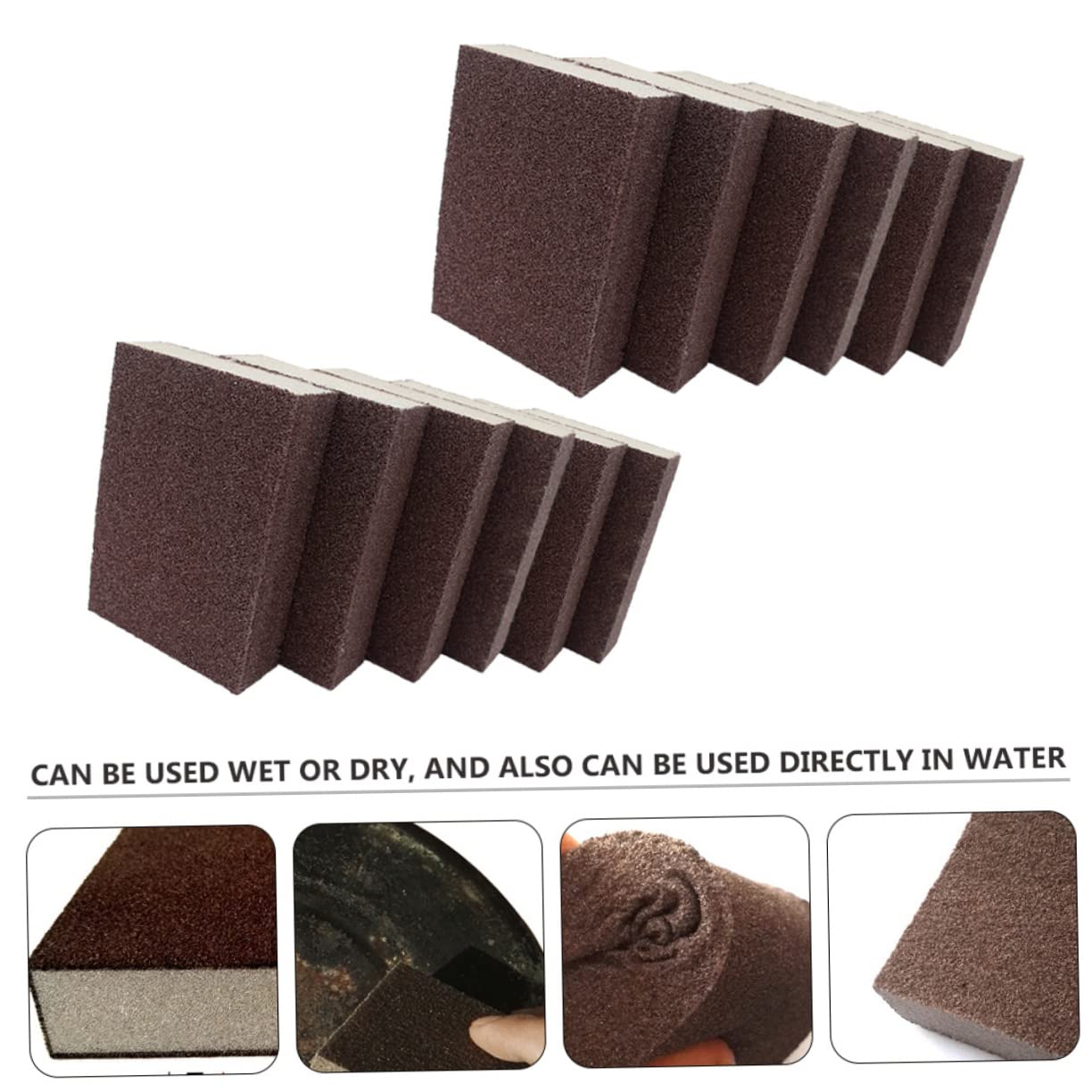 12 Esponjas De Lijado De Arena De Esmeril, Bloque De Limpieza para Ollas y Utensilios, Esponja Nano Abrasiva Marrón Rojizo 10x7x2.5 Cm para Limpieza De Cocina y Eliminación De Óxido