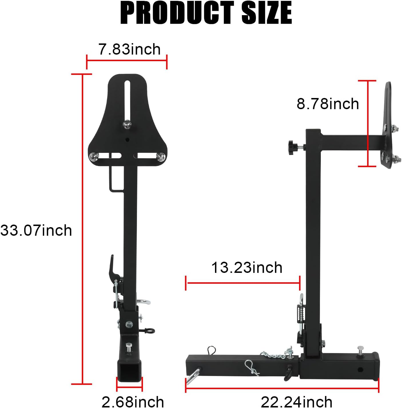JDMSPEED RV Spare Tire Carrier Mount Adjustable Trailer Hitch with 2 Inch Receiver Compatible with 16" 16.5" 19.5" 22.5" 24" Wheels for Vans SUVs and Motorhomes