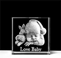 Vista 4 de Customized Crystal Family Lovers Photo Album Image Laser Photo Frame With Led Base for Wedding (5 * 5 * 8CM)