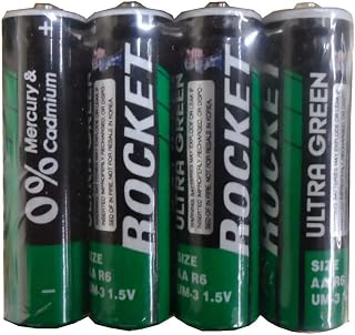4 Piece Package of Heavy Duty Rocket Brand "AA" Batteries : ( Pack of 2 Packages )