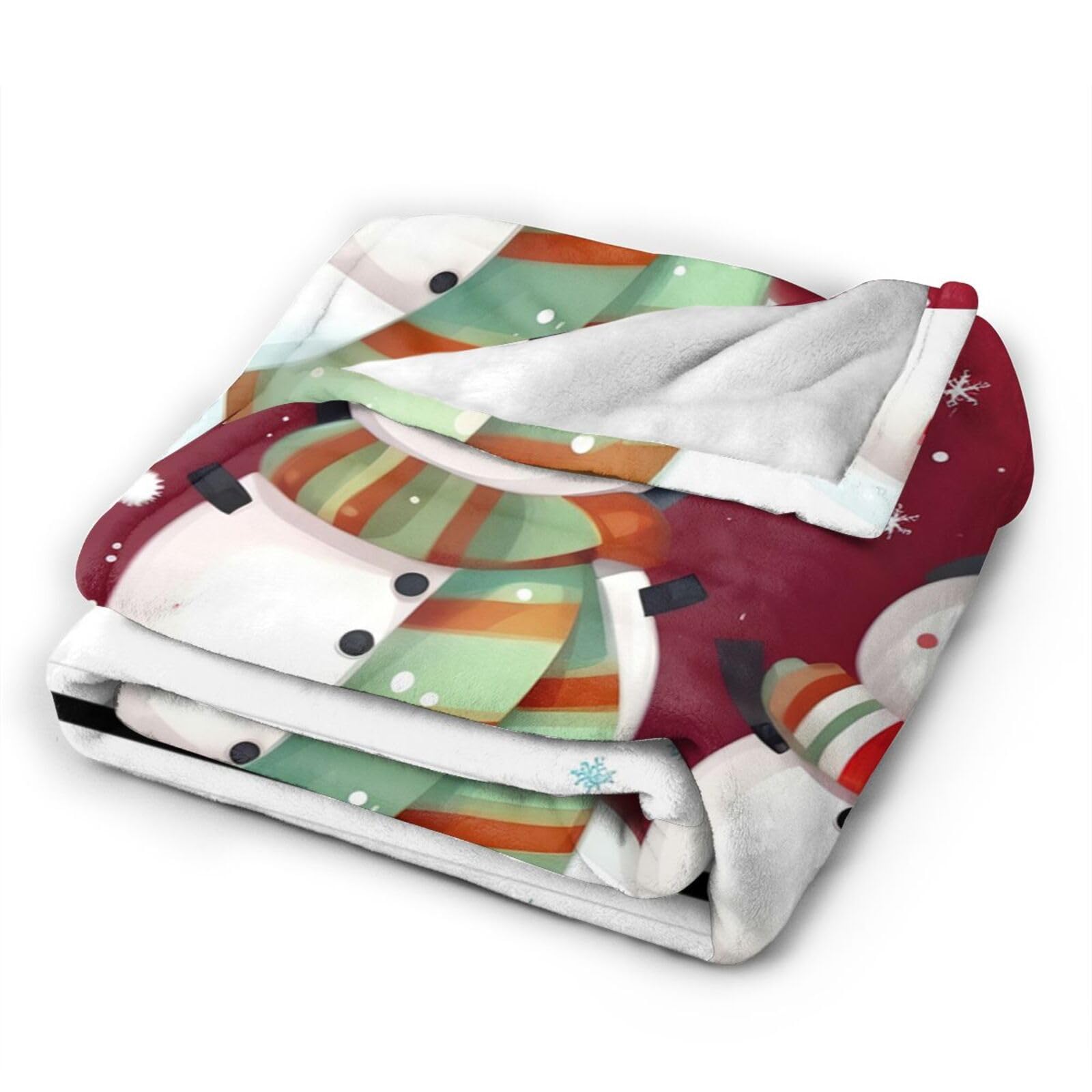 Coperta per letto a tema natalizio con pupazzo di neve, leggera, morbida, accogliente, lussuosa, in pile con albero di Natale, fiori retrò, coperta in flanella per divano, camera da letto, ufficio