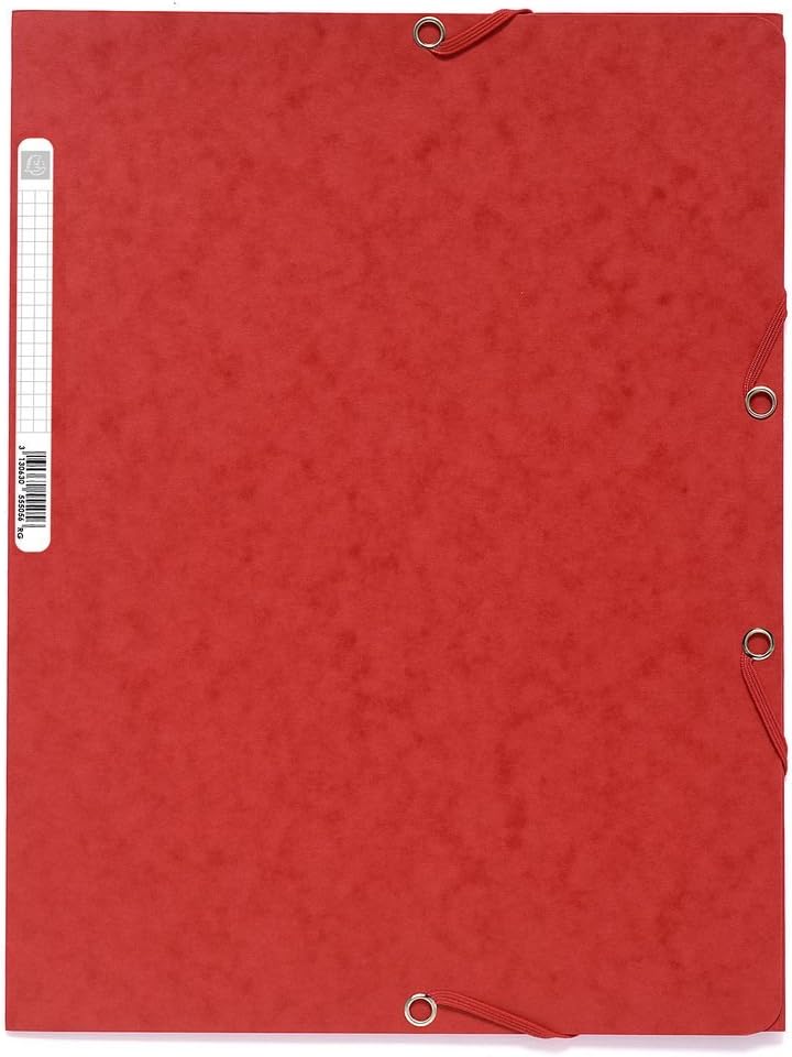 Exacompta A4 Europa Elasticated 3 Flap Folders, 400 gsm, Red