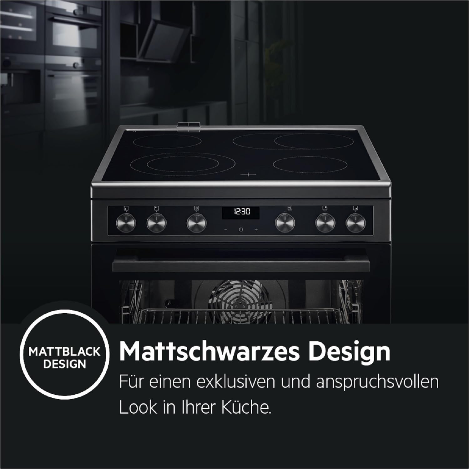 AEG CCB6446BBB 60 cm Standherd mit Glaskeramik-Kochfeld, Bräterzone, Touch-Bedienung, Grillfunktion