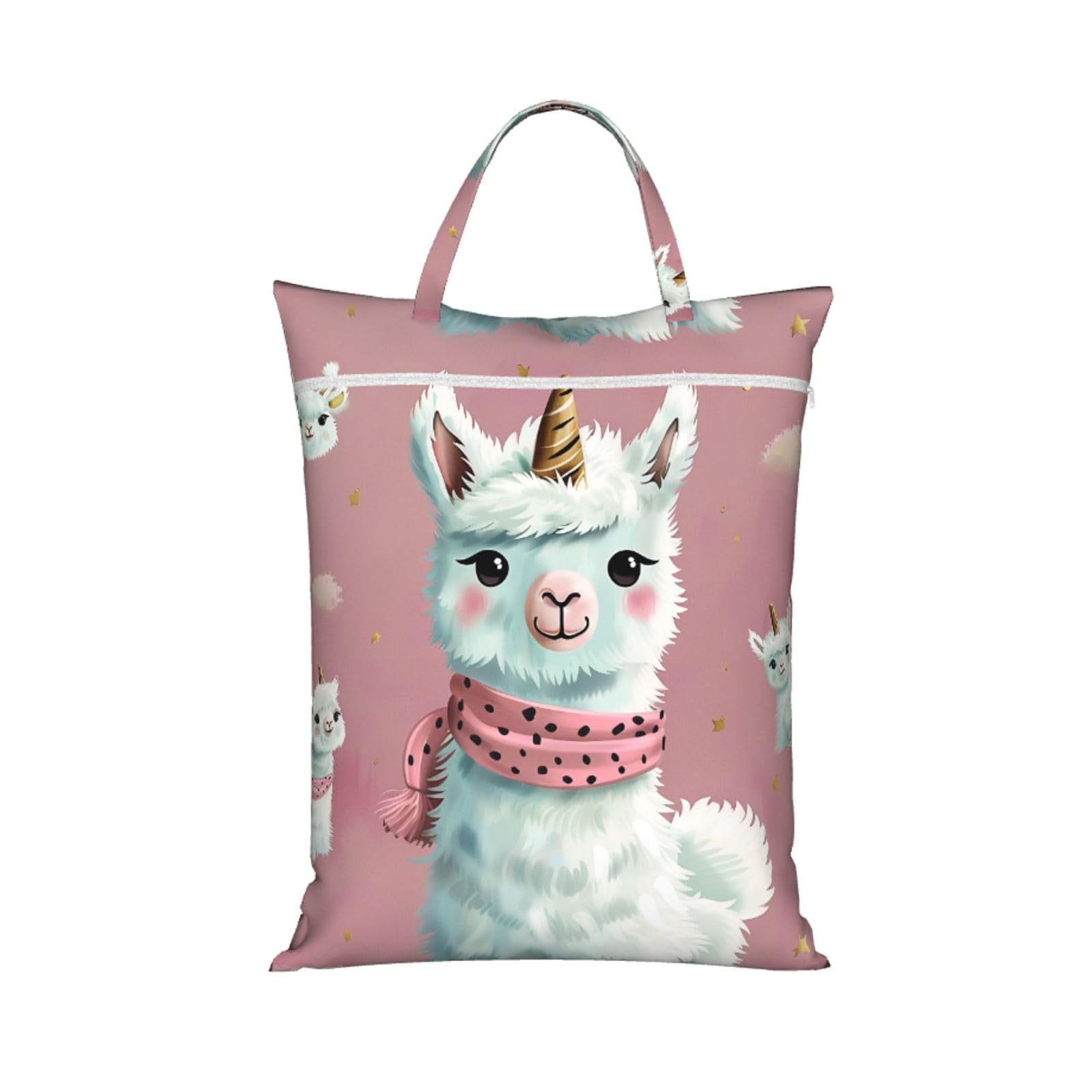 Large Travel Laundry Bags,Cute Llamas Print with Handle Foldable Laundry Bag for Holidays Gym Swimming and Family Trips, 1Pcs
