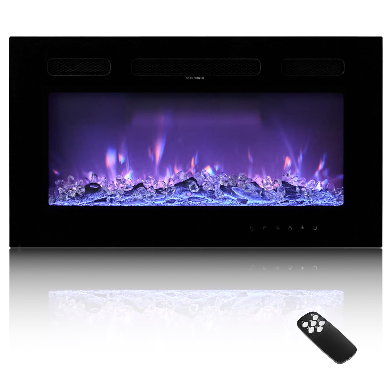 VEVOR 50" Electric Fireplace Heater, Wall Mounted Recessed Insert, 1500W, Remote Control, Timer, Adjustable Flame, Touch Screen, Overheat Protection for Living Room Bedroom
