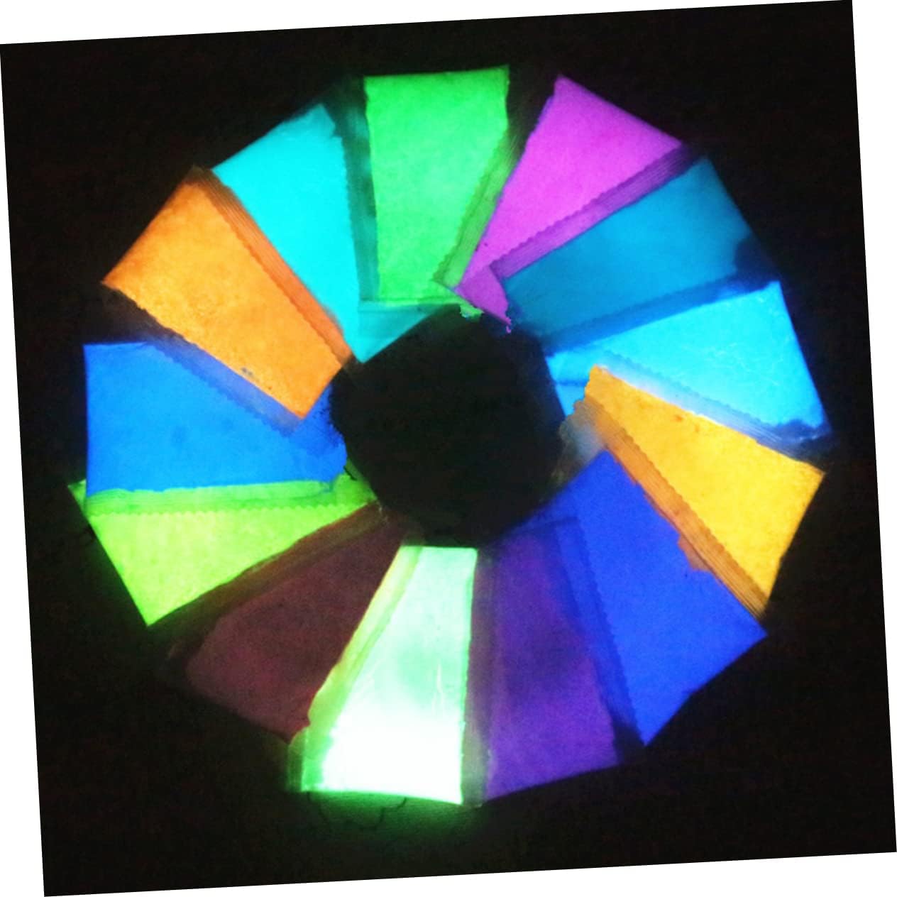 TEHAUX 24pcs Non-radiative Fluorescent Nail Art Decoration for Stunning Nighttime Effects Random Colors