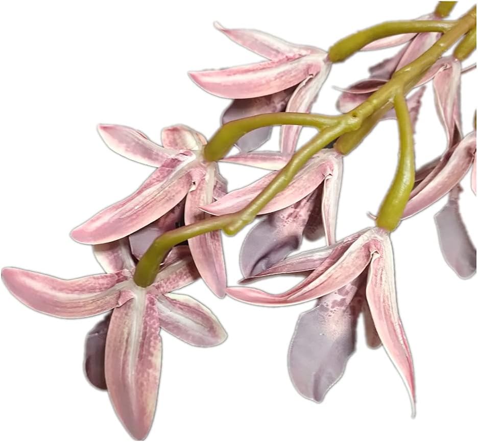 5pcs Artificial Real Touch Cymbidium Orchid Flowers 9 Heads PU Southeast Asia Phalaenopsis Butterfly Orchid (red)