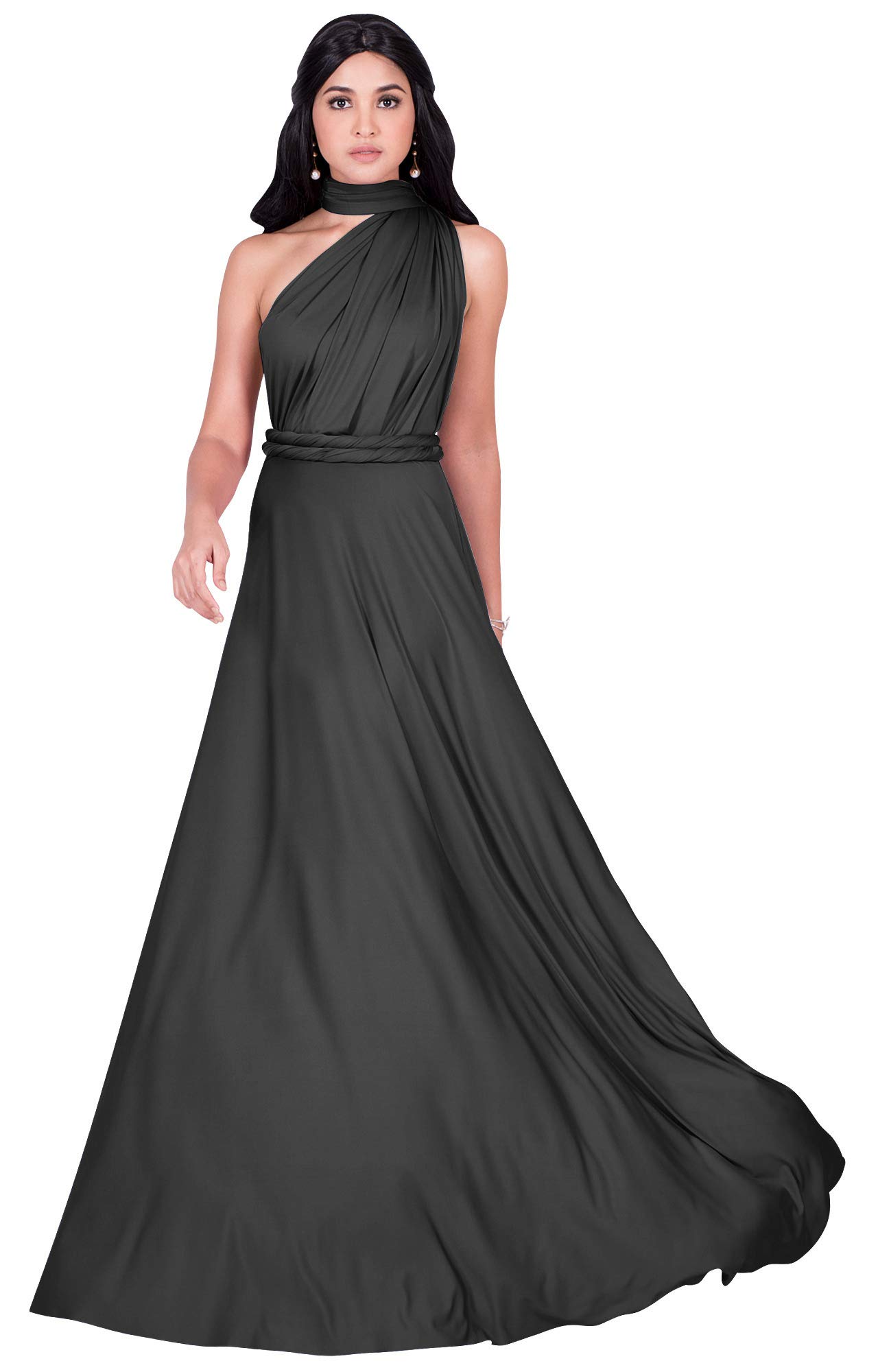 KOH KOHWomens Long Bridesmaid One Shoulder Convertible Wrap Cocktail Maxi Dress