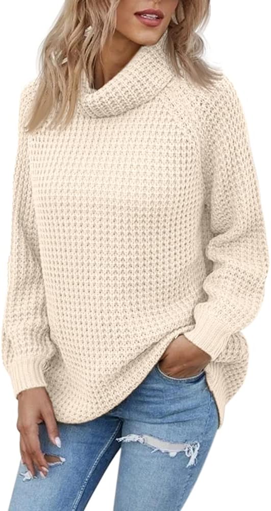 Women's Turtleneck Sweaters Oversized Lightweight Long Sleeve Pullover Loose Chunky Knit Jumper Tops - Image 2
