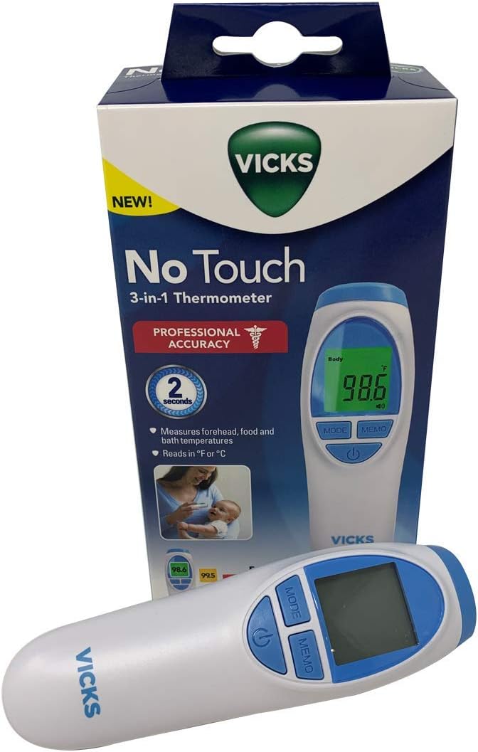No Touch 3-in-1 Thermometer,Measures Forehead,Food and Bath temperatures