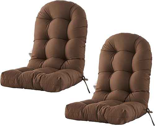 BLISSWALK Adirondack - Cojines para sillas de exteriores, juego de 2 cojines de asiento grueso copetudo y redondos de mimbre con respaldo alto para