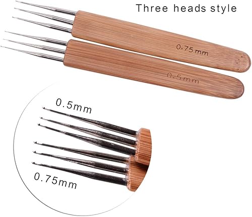 Miniatura 5 de Juego de 3 ganchos de ganchillo para rastas, herramienta de aguja de rasta, para trenzas, manualidades, cerraduras de temor, agujas de ganchillo de