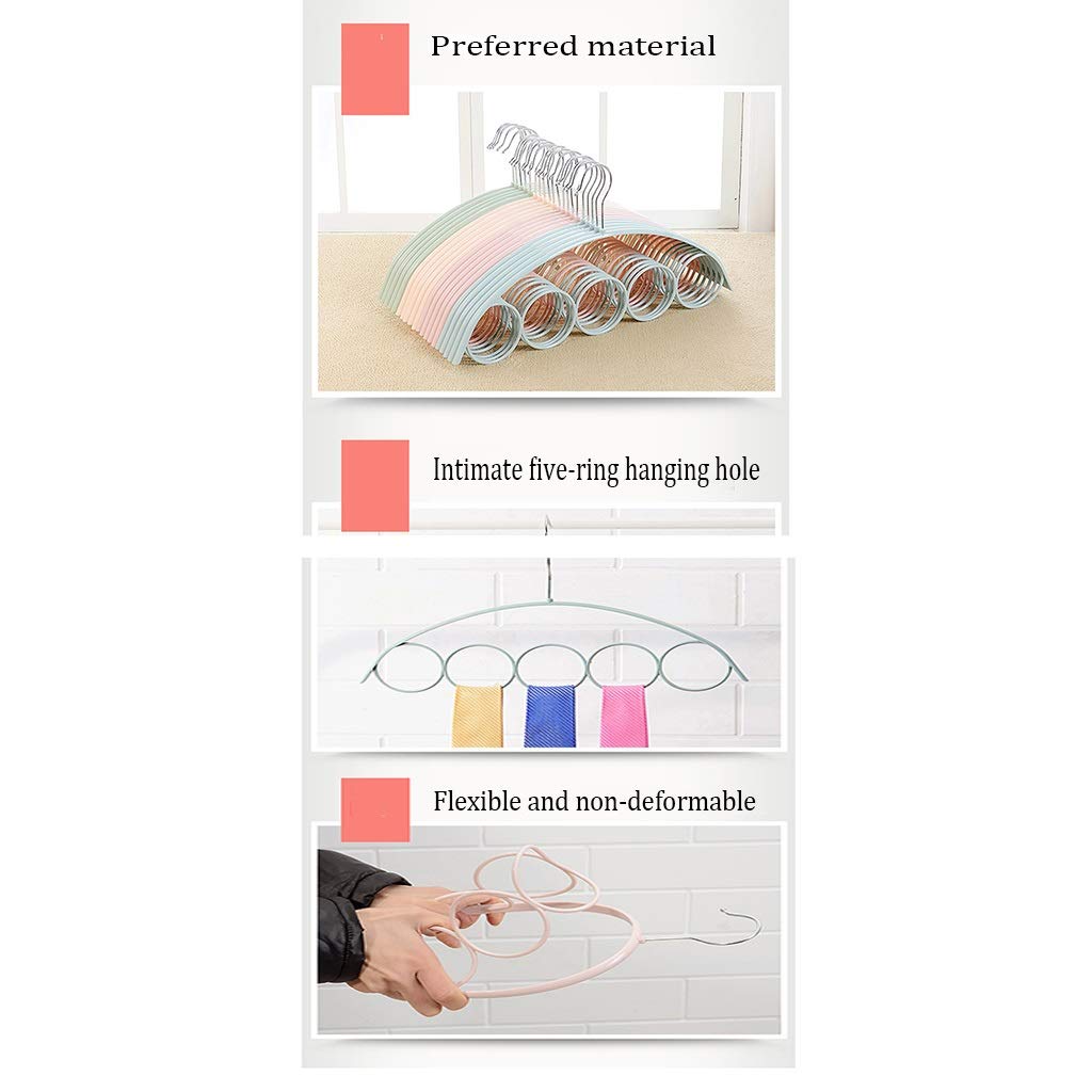 Hanger RENRUIRUI- Percha de 5 Anillas de plástico Pañuelo Bufanda Corbata Perchero de Almacenamiento Multifuncional for Colgar en Rack (10 Piezas)
