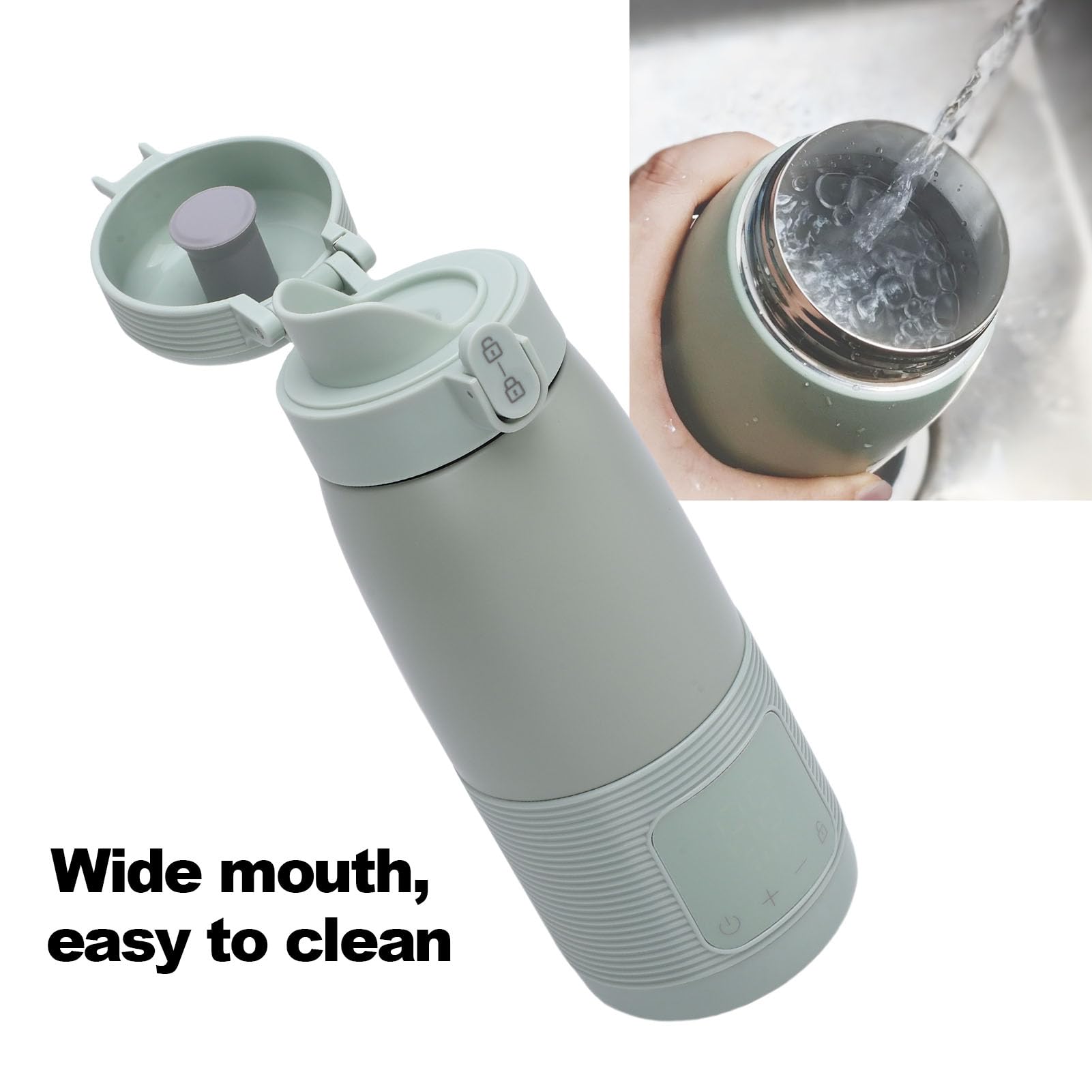 Jiawu Scaldalatte Portatile Ricaricabile Scaldabiberon da Viaggio a Riscaldamento Rapido per Viaggi in Auto, Materiale in Acciaio Inossidabile (350 ml 5000 mAh)