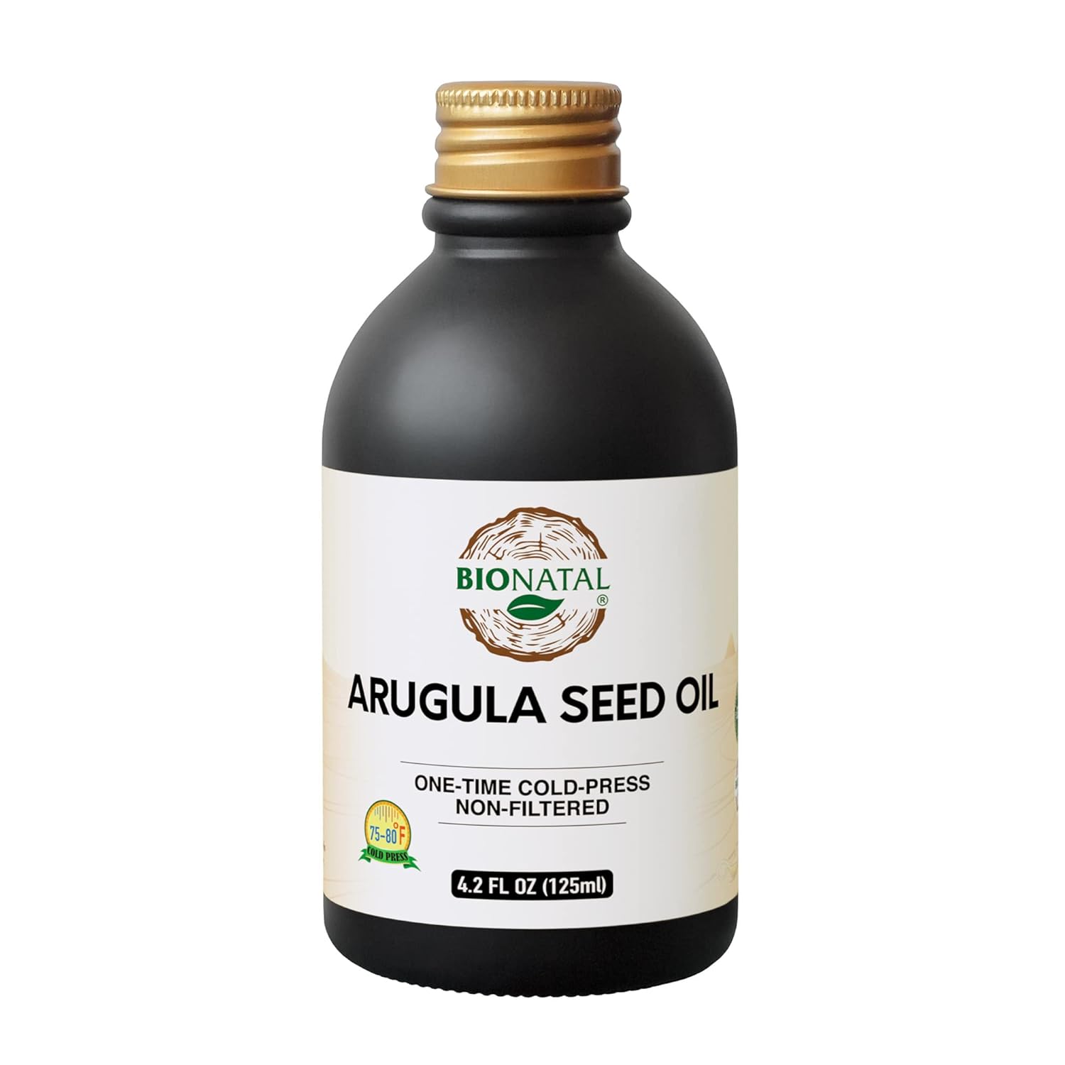 BioNatal Egyptian Desert Wide Leaf Arugula Seed Oil – Cold Pressed Organic Hair Straightening & Growth Oil, Unrefined Scalp Treatment for Frizz Control & Nourishment 4.2oz (GLASS)