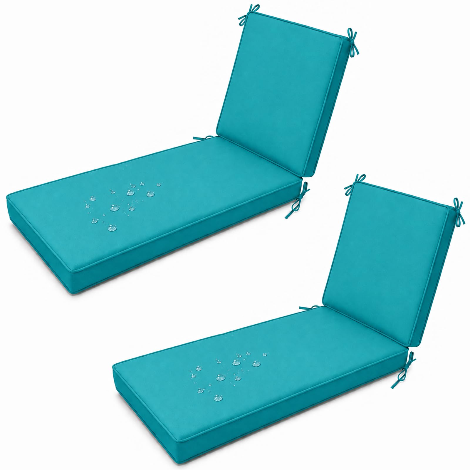 Waterproof Sun Lounger Cushion, Thick Padded Garden Recliner Chair Cushion