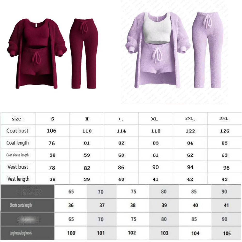 Ensemble de tricot Misscosy 4 pièces, tenue sexy en 4 pièces pour femme, pyjama en polaire, cardigan chaud, gilet