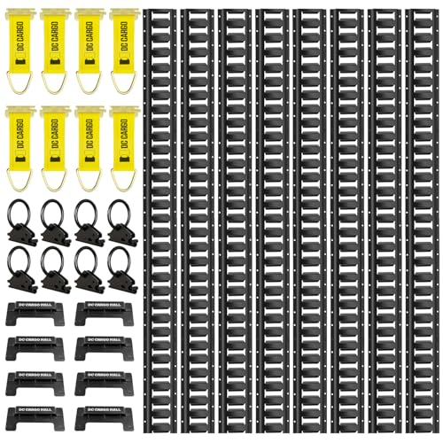 DC Cargo Mall E Track Rail Tie-Down Kit - 32 Piece Set Etrack Kit -5' Rails, End Caps, Rope Tie Offs & O Ring Anchors - E Track Accessories System Starter Kit For Securement In Trucks, Vans & Trailers