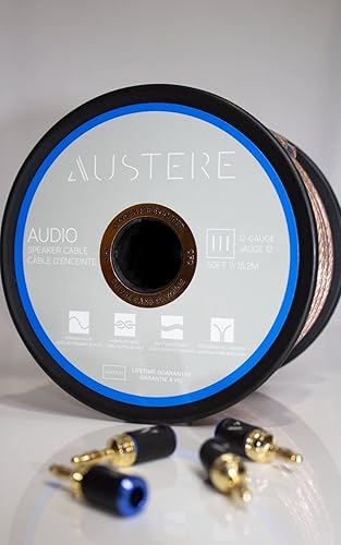 Miniatura 4 de AUSTERE Cable de altavoz serie III de 50 pies, cobre libre de oxígeno, cable flexible suave al tacto y marcador de precisión - calibre 12