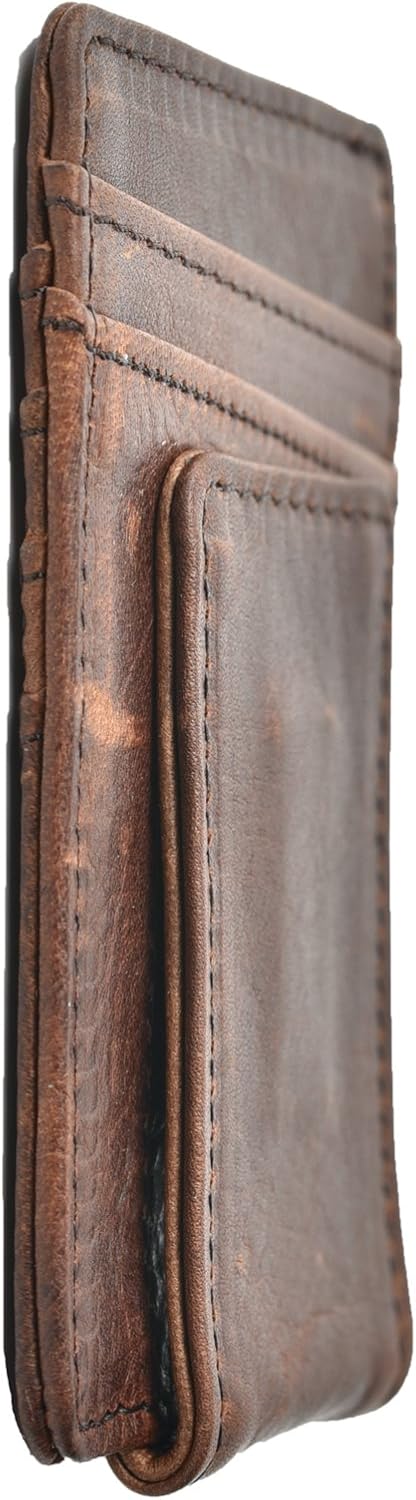 Money Clip RFID Front Pocket Wallet Men Leather Slim Minimalist Wallet - Image 2