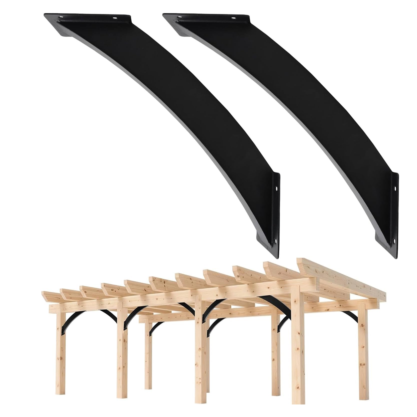 LQSYBHD Black 45 Degree Angle Support Bracket Inside Mount Corner Connector Corner Bracket for Pergolas Gazebo Deck Porch Cabin Elevated Wood Support Bracket Support kit (Size:2pcs)